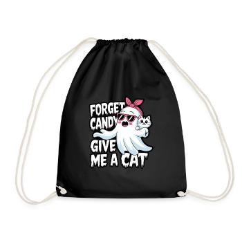 Halloween Cat Forget Candy Give Me A Cat - Drawstring Bag - black - Front