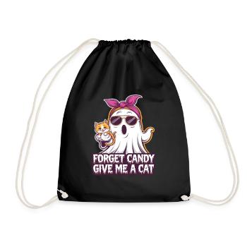 Halloween Cat Forget Candy Give Me A Cat - Drawstring Bag - black - Front