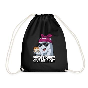 Halloween Cat Forget Candy Give Me A Cat - Drawstring Bag - black - Front