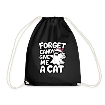 Halloween Cat Forget Candy Give Me A Cat - Drawstring Bag - black - Front