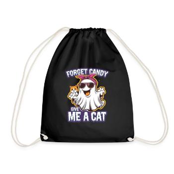 Halloween Cat Forget Candy Give Me A Cat - Drawstring Bag - black - Front