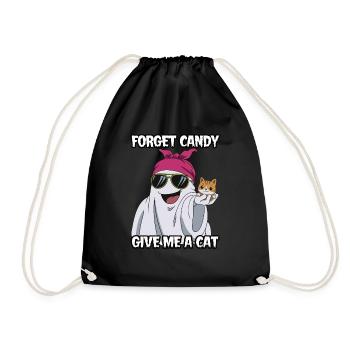 Halloween Cat Forget Candy Give Me A Cat - Drawstring Bag - black - Front