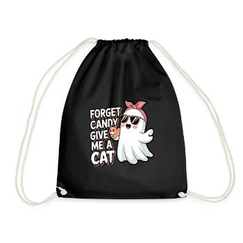 Halloween Cat Forget Candy Give Me A Cat - Drawstring Bag - black - Front