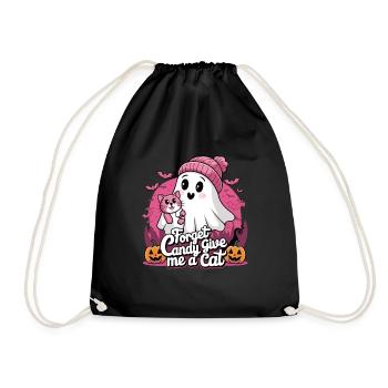 Halloween Cat Forget Candy Give Me A Cat - Drawstring Bag - black - Front