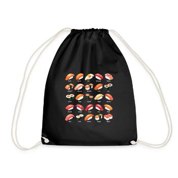 Viele Sushi Zubereitungen - Arten von Sushi - Turnbeutel - Schwarz - Vorne