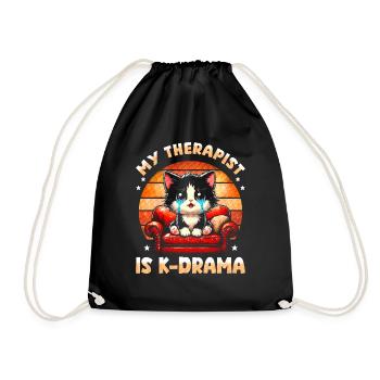 Mon thérapeute est K-Drama : Chat mignon qui pleure Mème - Sac de sport léger - noir - Devant