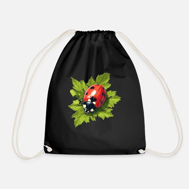 Ladybug Marienkäfer - Drawstring Bag - black