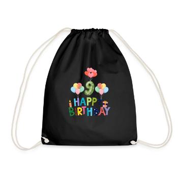 Happy Birthday 9th Birthday - Drawstring Bag - black - Front