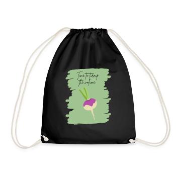 Time to Turnip the Volume – Funny Veggie Art - Drawstring Bag - black - Front