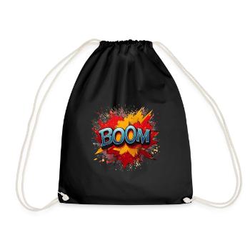 Boom Comic Sound Effect – Bold Pop Art Design - Drawstring Bag - black - Front