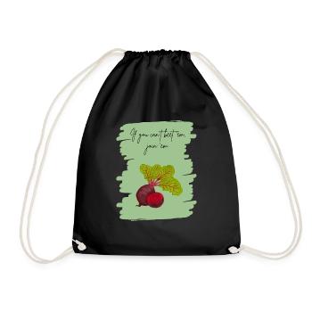 If You Can’t Beet ’Em, Join ’Em – Funny Veggie Art - Drawstring Bag - black - Front