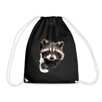 Waschbär - Turnbeutel - Schwarz - Vorne