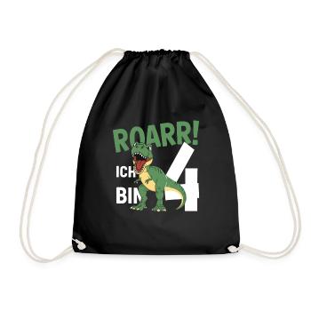 4ème anniversaire 4 ans Dino Dinosaur Fan - Sac de sport léger - noir - Devant