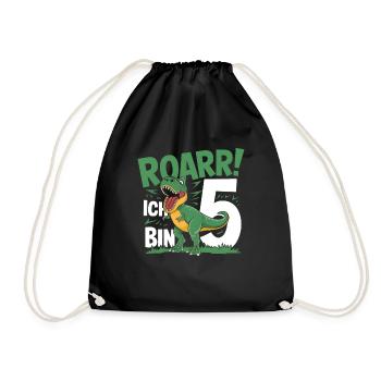 5ème anniversaire 5 ans de fan de dinosaures Dino - Sac de sport léger - noir - Devant