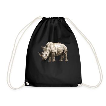 Rhino Rhinos Rhino - Drawstring Bag - black - Front