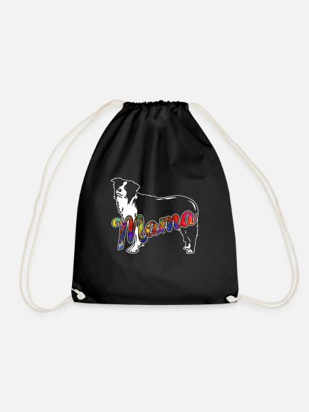 Border Collie Border Collie Dog Mama - Drawstring Bag - black