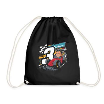 3rd Birthday Race Car Theme for Boys - Drawstring Bag - black - Front