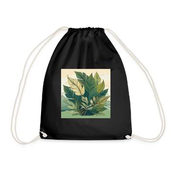 Colourful Floral Line Art with Vibrant Leaves - Drawstring Bag - black - Front