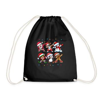 Dabbing Santa Elf Christmas Squad Boys Girls - Drawstring Bag - black - Front