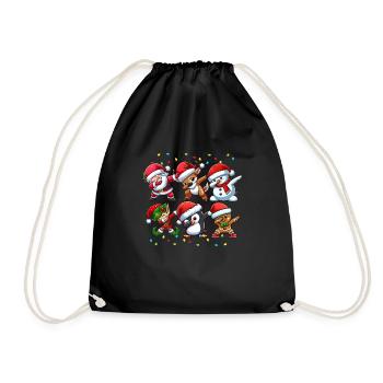 Dabbing Santa Elf Christmas Squad Boys Girls - Drawstring Bag - black - Front