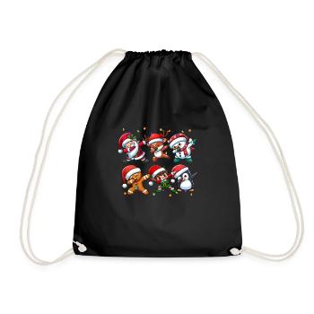 Dabbing Santa Elf Christmas Squad Boys Girls - Drawstring Bag - black - Front
