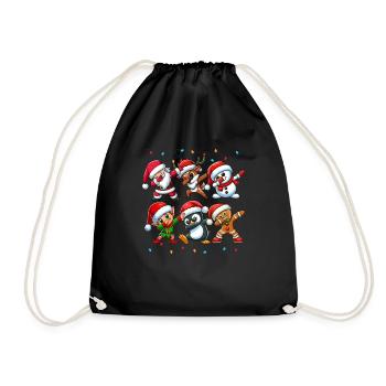 Dabbing Santa Elf Christmas Squad Boys Girls - Drawstring Bag - black - Front