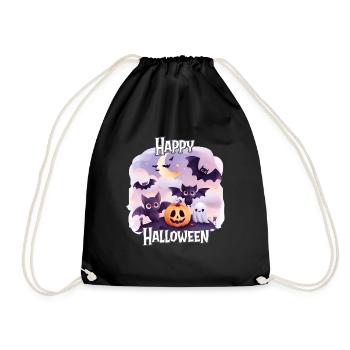 Halloween – Happy Halloween Cute Bats - Drawstring Bag - black - Front