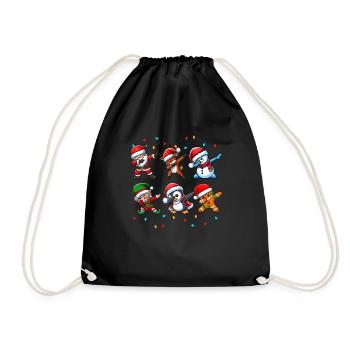 Dabbing Santa Elf Christmas Squad Boys Girls - Drawstring Bag - black - Front