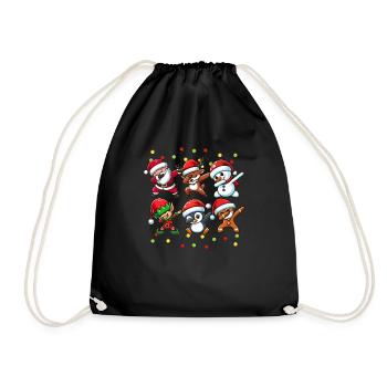 Dabbing Santa Elf Christmas Squad Boys Girls - Drawstring Bag - black - Front