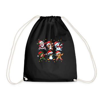 Dabbing Santa Elf Christmas Squad Boys Girls - Drawstring Bag - black - Front