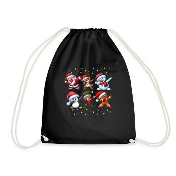 Dabbing Santa Elf Christmas Squad Boys Girls - Drawstring Bag - black - Front