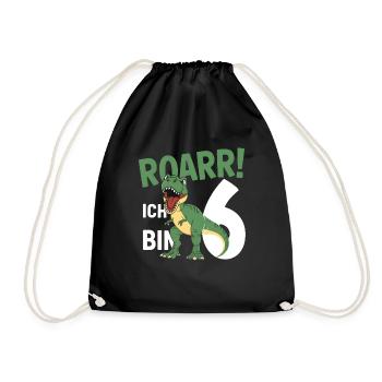 6ème anniversaire 6 ans Dino Dinosaur Fan - Sac de sport léger - noir - Devant