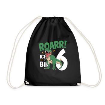 6ème anniversaire 6 ans Dino Dinosaur Fan - Sac de sport léger - noir - Devant