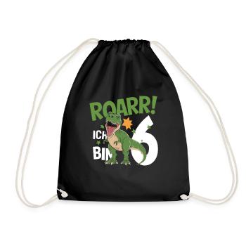 6ème anniversaire 6 ans Dino Dinosaur Fan - Sac de sport léger - noir - Devant