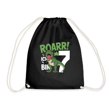 7ème anniversaire 7 ans Dino Dinosaur Fan - Sac de sport léger - noir - Devant