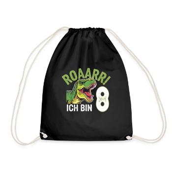 8e anniversaire 8 ans Dino Dinosaur Fan - Sac de sport léger - noir - Devant