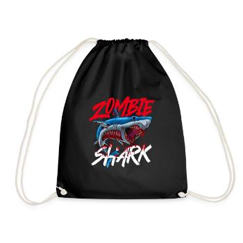 Zombie Shark - Halloween Marine Biologist Sea - Drawstring Bag - black - Front