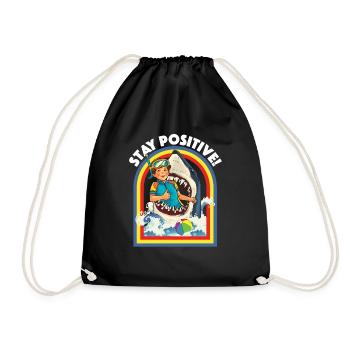 Stay Positive - Shark Lover Wildlife Ocean Sea - Drawstring Bag - black - Front