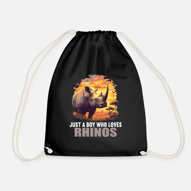 Rhino Rhinos Rhino - Drawstring Bag - black