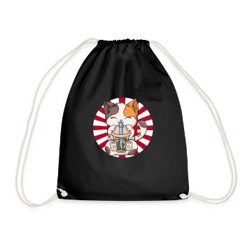 Bubble Tea Boba BubbleTea Kawaii Japan Tea Kpop - Drawstring Bag - black - Front