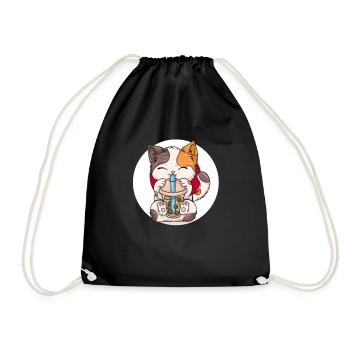 Bubble Tea Boba BubbleTea Kawaii Japan Tea Kpop - Drawstring Bag - black - Front