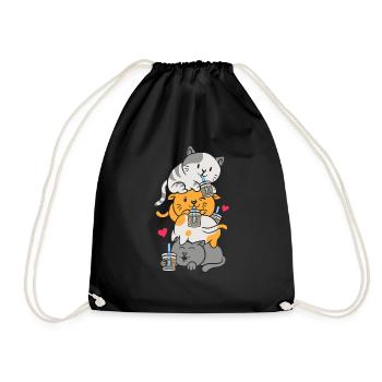 Bubble Tea Boba BubbleTea Kawaii Japan Tea Kpop - Drawstring Bag - black - Front
