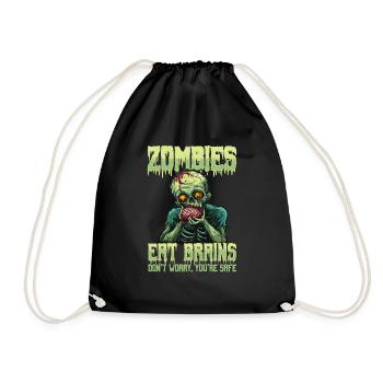Zombie Halloween Zombies Eat Brains - Drawstring Bag - black - Front