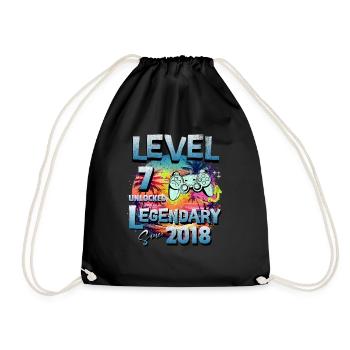 Level 7 Freigeschaltet seit 2018 Geburtstag - Turnbeutel - Schwarz - Vorne