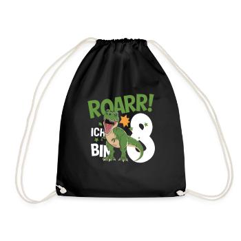 8e anniversaire 8 ans Dino Dinosaur Fan - Sac de sport léger - noir - Devant