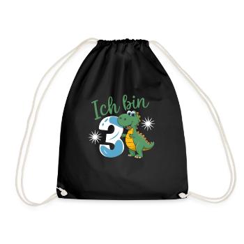 3ème anniversaire 3 ans Dino Dinosaur Fan - Sac de sport léger - noir - Devant