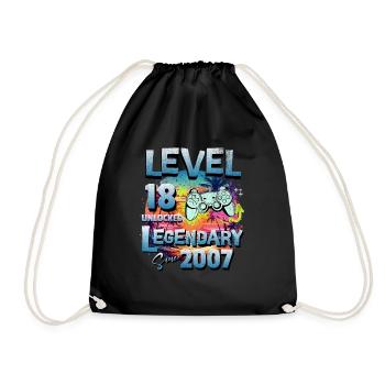Level 18 Unlocked since 1982 Birthday - Drawstring Bag - black - Front