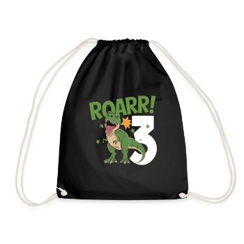 3ème anniversaire 3 ans Dino Dinosaur Fan - Sac de sport léger - noir - Devant