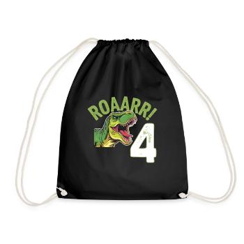 4ème anniversaire 4 ans Dino Dinosaur Fan - Sac de sport léger - noir - Devant