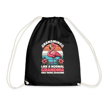 Grandmingo - Oma im Flamingo-Stil, einfach cool! - Turnbeutel - Schwarz - Vorne